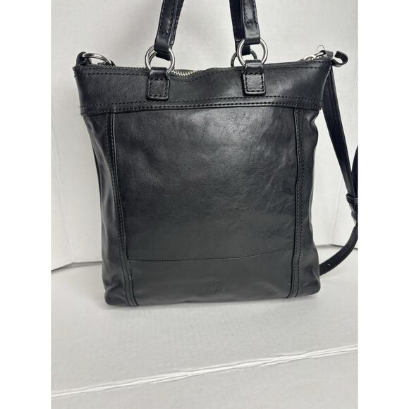 Frye black leather cross body / Top Handle Bag purse-tote-everyday bag- moto bag - Picture 9 of 16